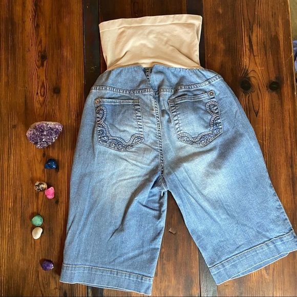 Maternity Shorts Motherhood Denim Maternity Bermuda Shorts - Picture 3 of 6